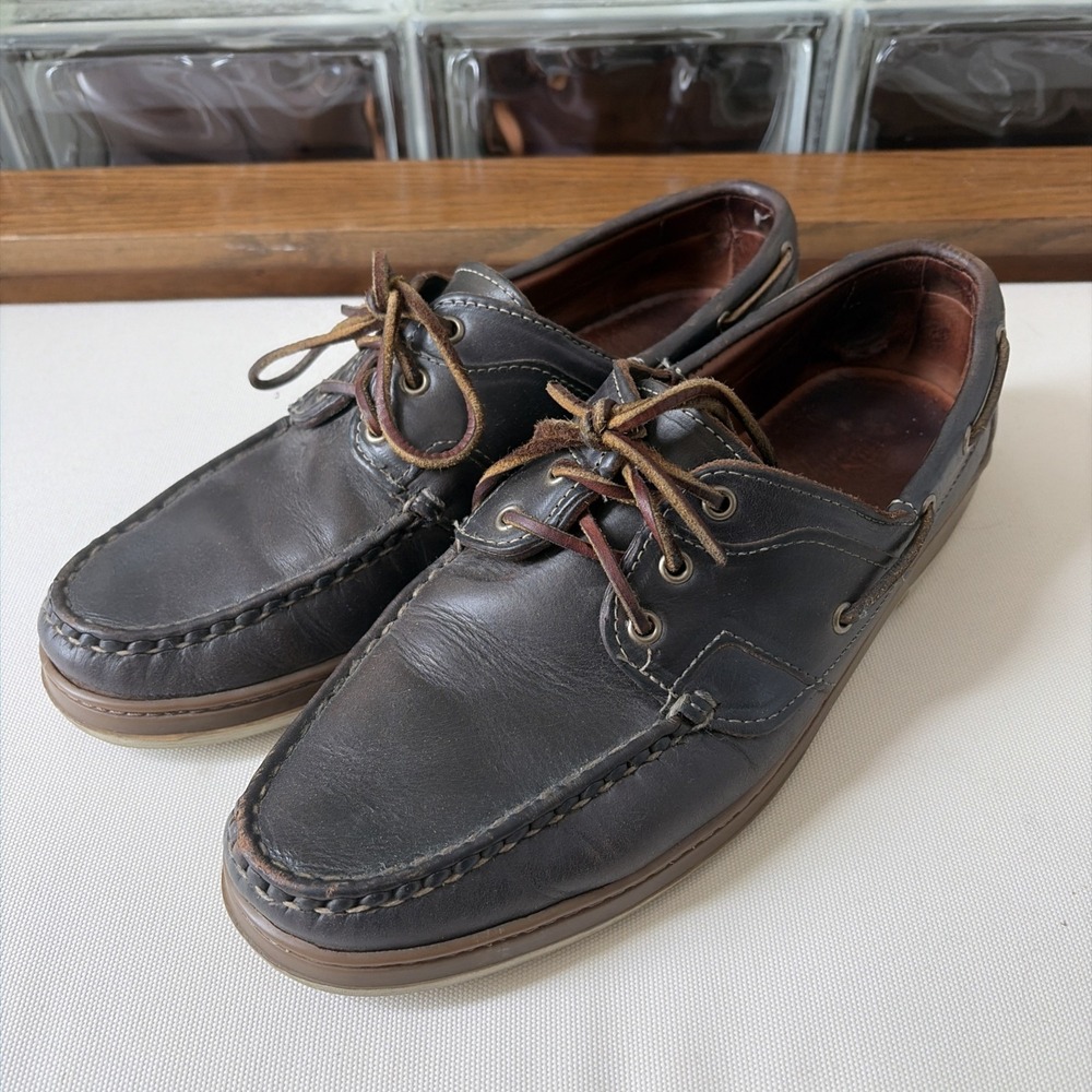 Allen Edmonds Eastport‎ Leather Boat Shoe Men Size 10 D Dark Blue Green Black